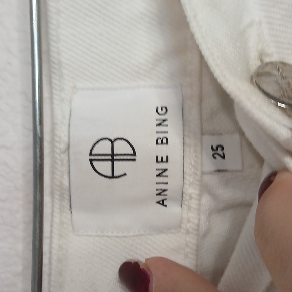 New(Flawed) Anine Bing Sonya High Rise Ankle Slim White Jeans Size 25 - Picture 5 of 10